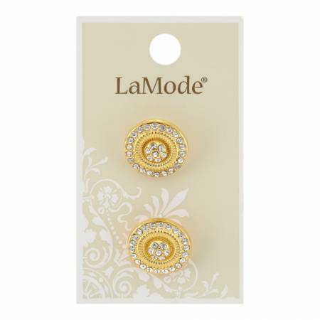 LaMode Small Gold & Rhinestone 11/16in 18mm