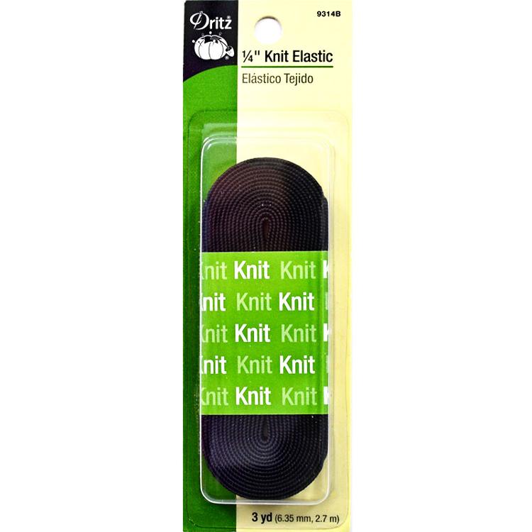 Knit Elastic 1/4"x3yd Black 9314B Dritz#4