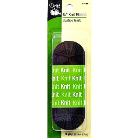 Knit Elastic 1/4"x3yd Black 9314B Dritz#4